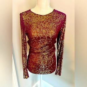 Free People, Maroon sequin top. Long sleeves, size Small.